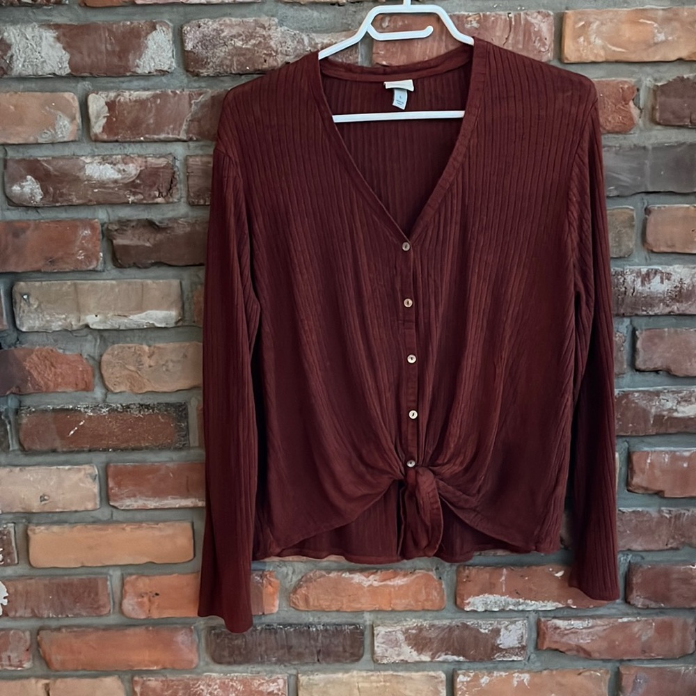 Rust colored Tie up shirt